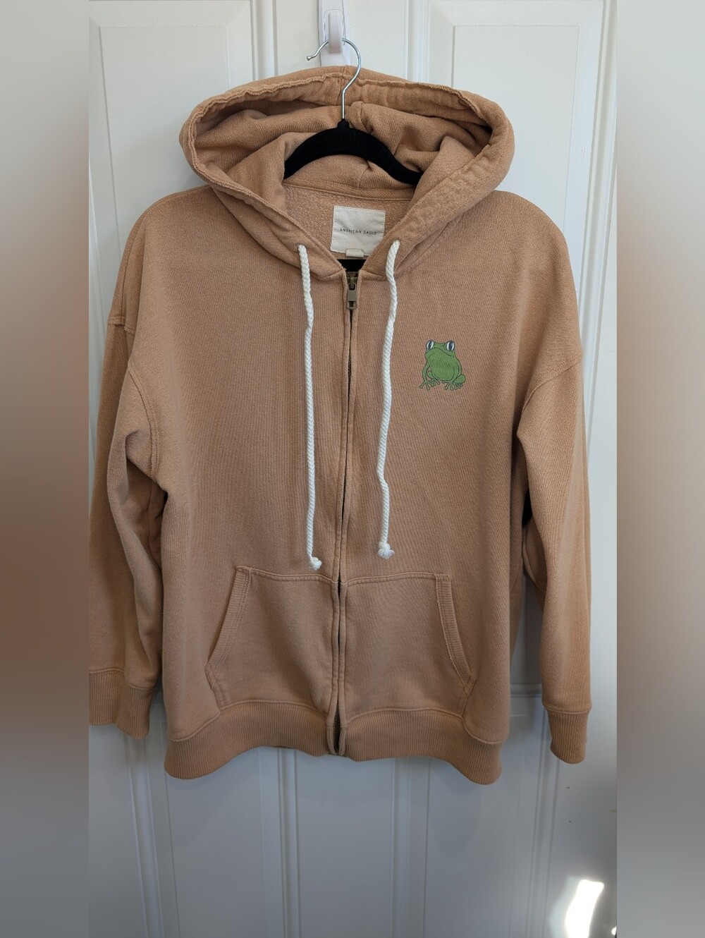 American Eagle Outfitters Oversized "Take Care Of Yourself" Frog Zip-Up Hoodie